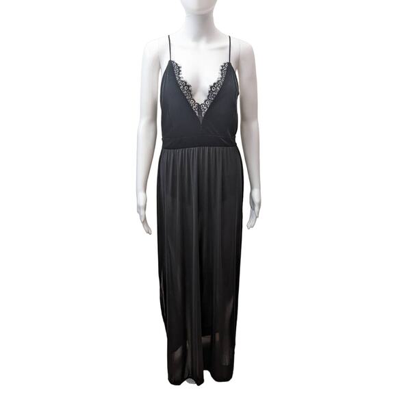 Express Dress Maxi Thigh Slit Lace Holiday Party Wedding Guest Witchy Goth NYE - Picture 1 of 16